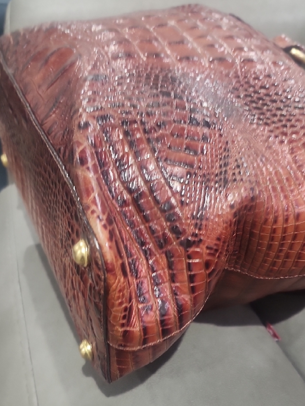 Brahmin Cognac Croc-Embossed Leather Tote with Matching Wallet - Picture 4 of 11